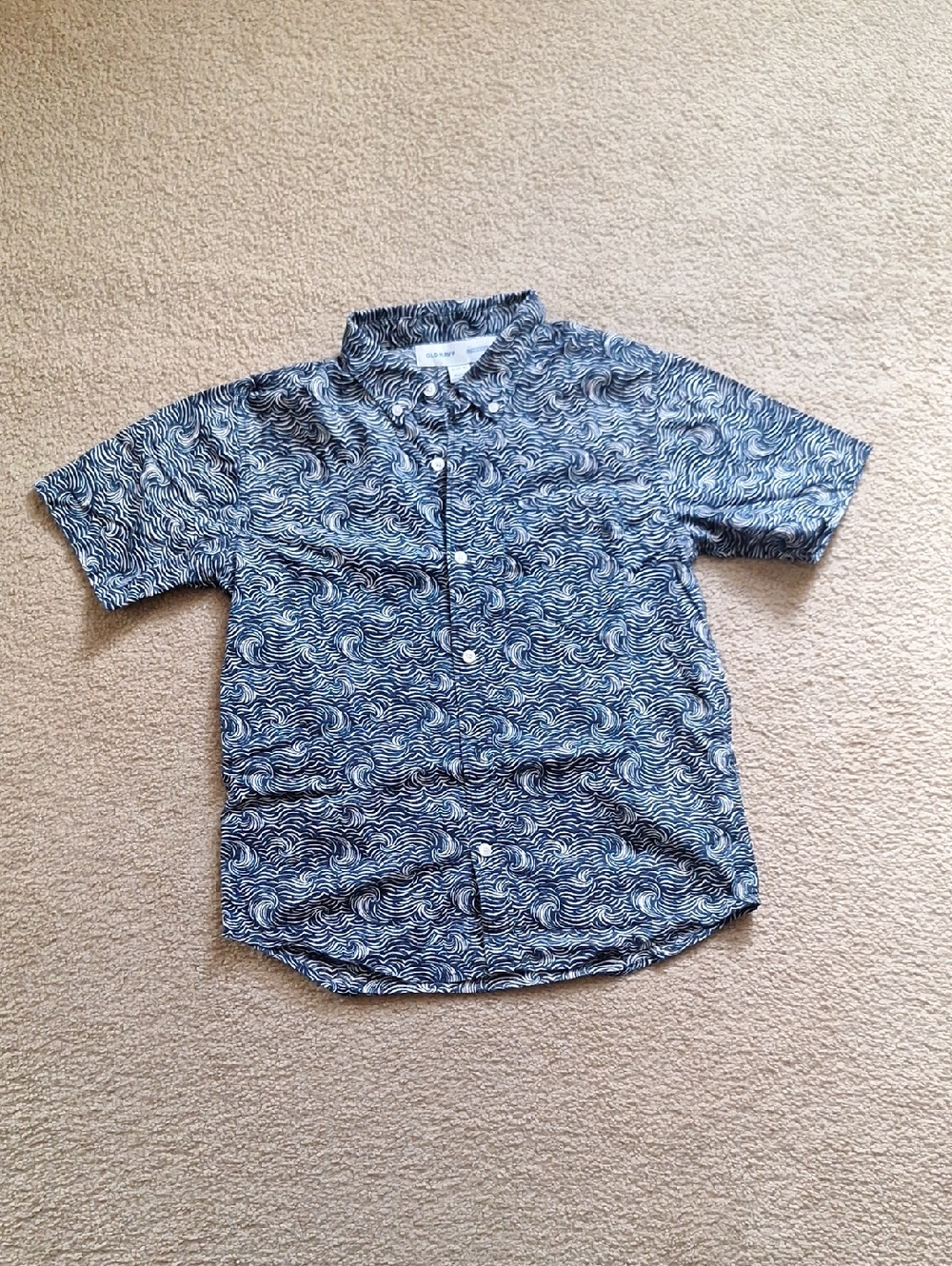 Old Navy Navy and White Swirl Print Shirt